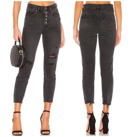 Free People Blossom Rigid Jeans in Black Size 30 NWT!